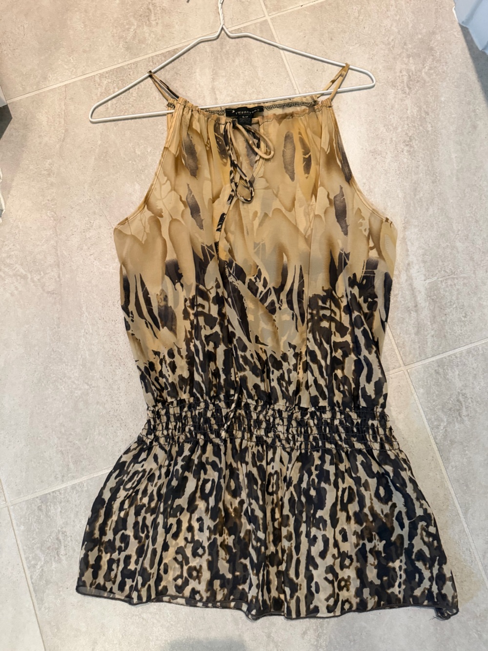Forever 21 Olive and Black Printed Sleeveless top